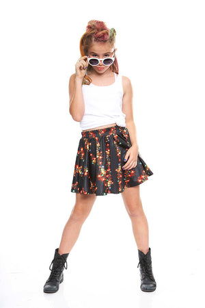 Black Holiday Lights Skater Skirt