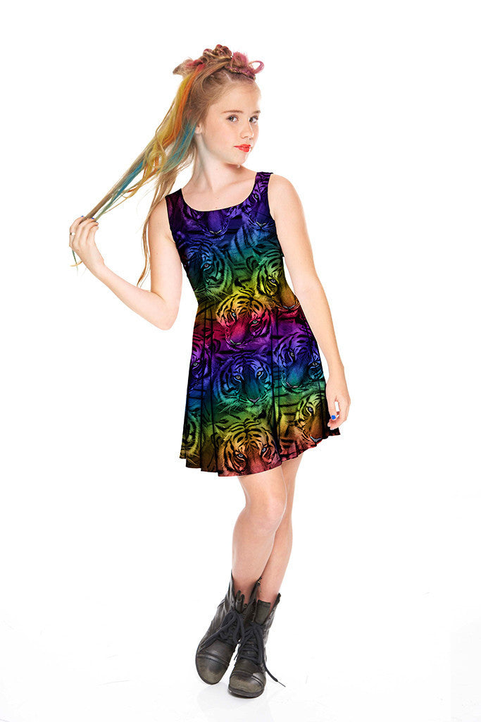 Rainbow Tiger Skater Dress