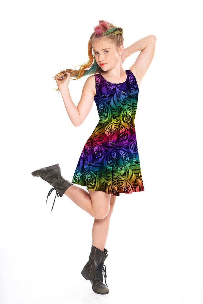 Rainbow Tiger Skater Dress