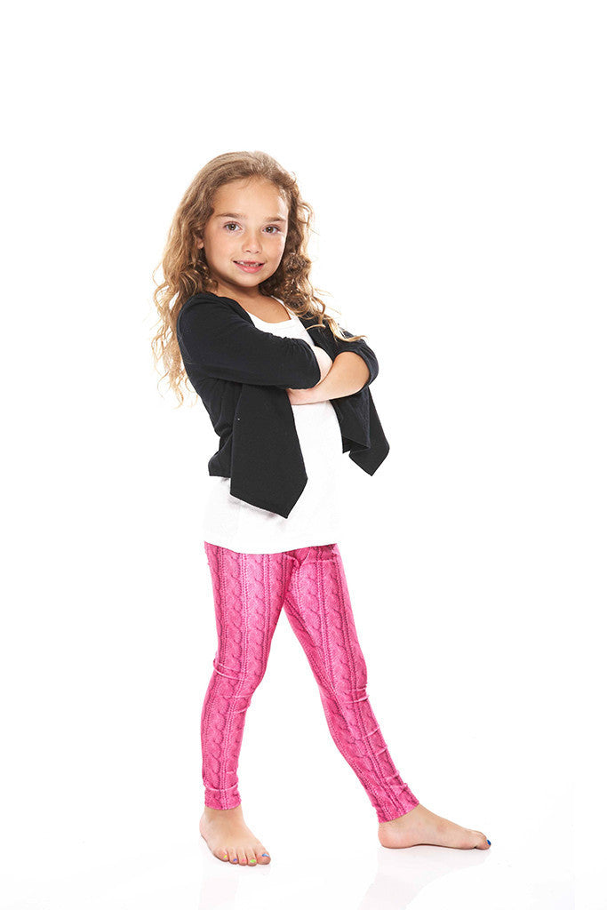 Kids Pink Cable Knit Leggings