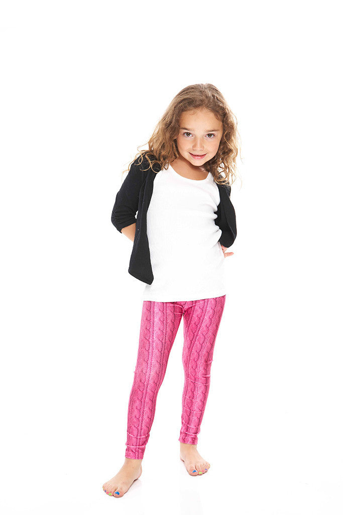 Kids Pink Cable Knit Leggings