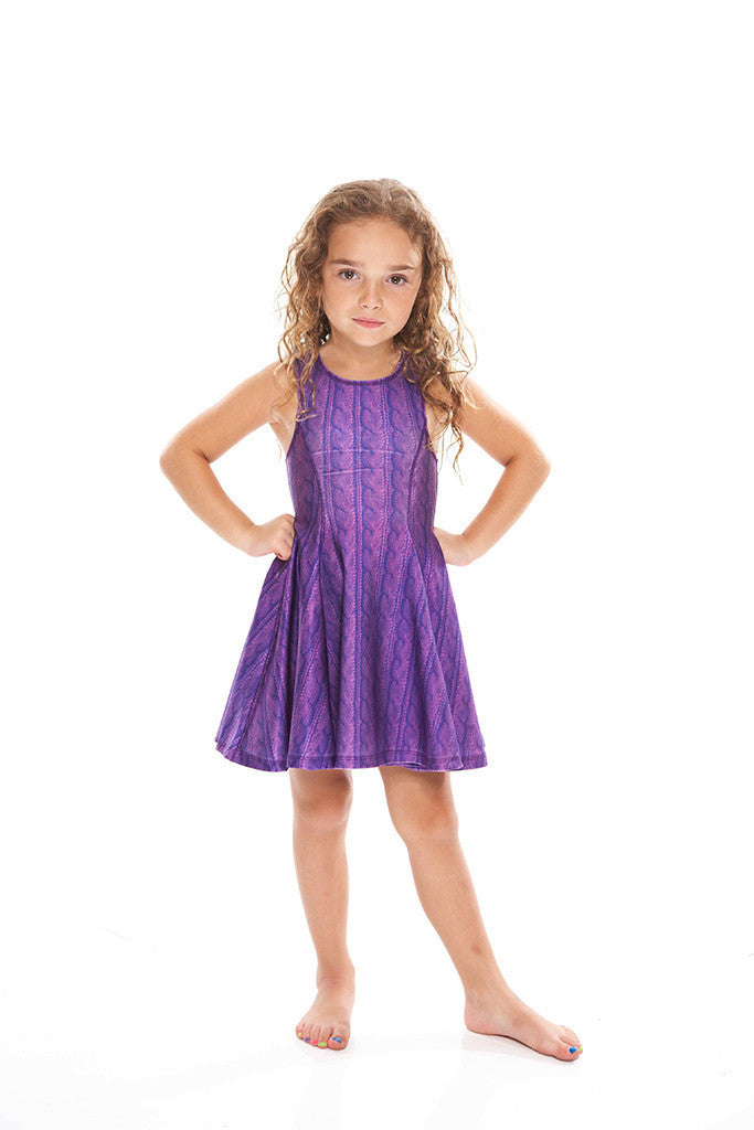 Purple Cable Knit Skater Dress