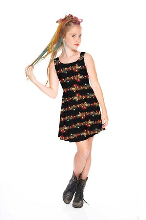 Holiday Lights Black Skater Dress