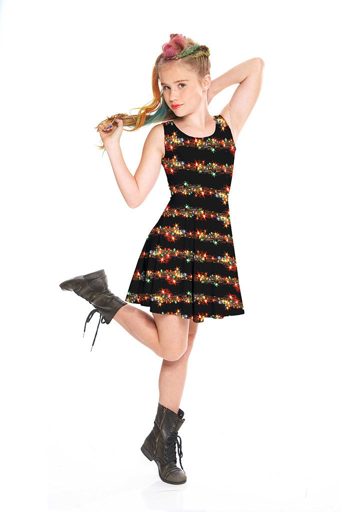 Holiday Lights Black Skater Dress