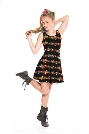 Holiday Lights Black Skater Dress