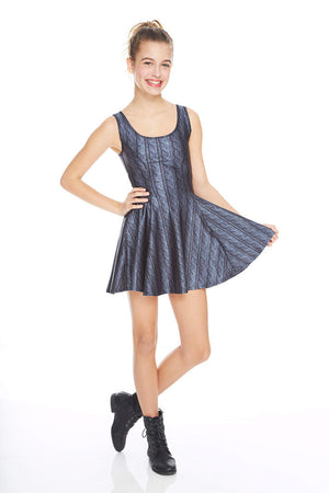 Black Cable Knit Skater Dress