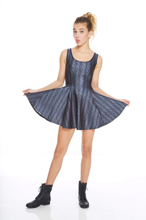 Black Cable Knit Skater Dress