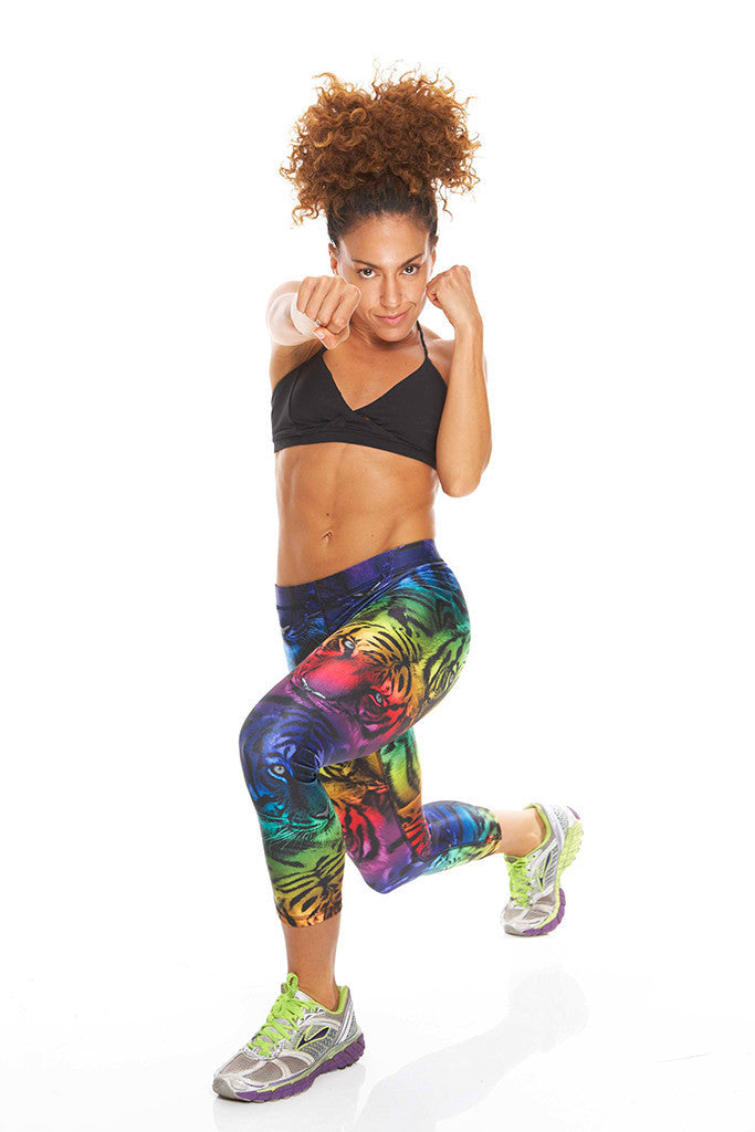 Womens Rainbow Tiger Performance Capri Leggings