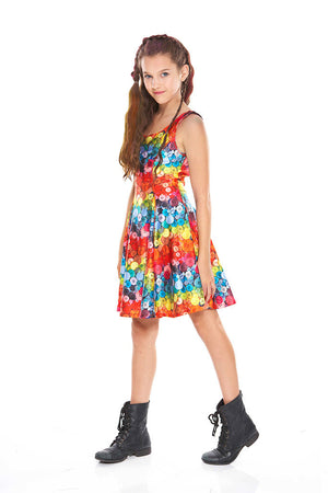 Buttons Skater Dress