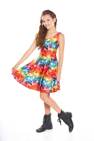 Buttons Skater Dress