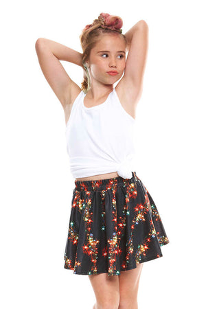 Black Holiday Lights Skater Skirt