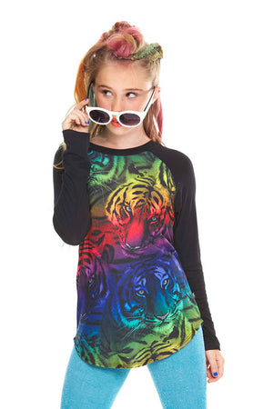 Rainbow Tiger Baseball T-Shirt