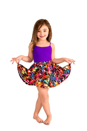 Kids Multi Holiday Lights Skater Skirt