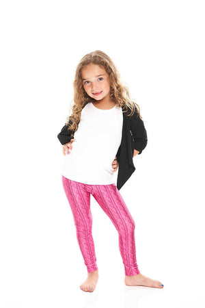 Kids Pink Cable Knit Leggings