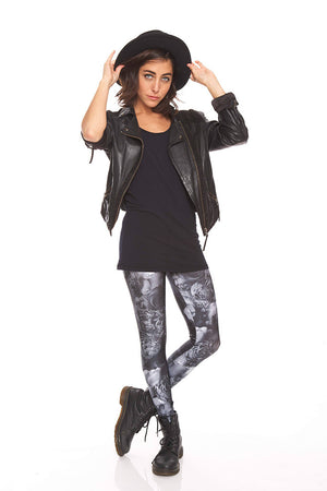 Womens Black Floral Leggings