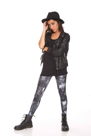 Womens Black Floral Leggings