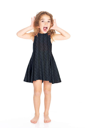 Black Cable Knit Skater Dress