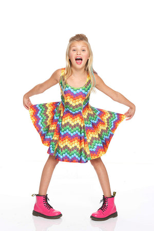 Candy Crush Chevron Skater Dress