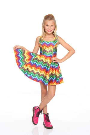 Candy Crush Chevron Skater Dress