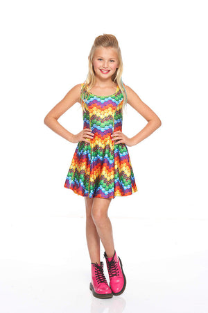 Candy Crush Chevron Skater Dress