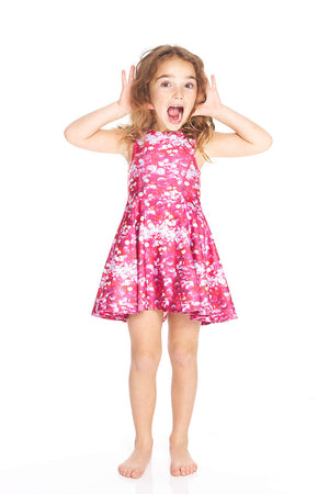 Kids Pink Sequins Skater Dress