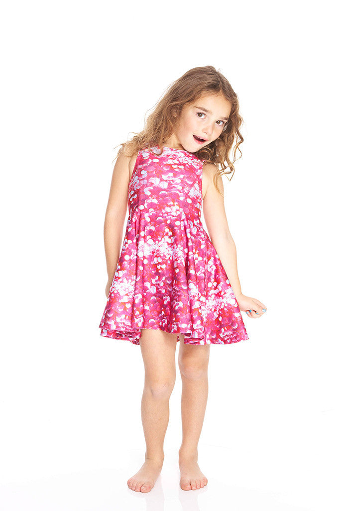 Kids Pink Sequins Skater Dress
