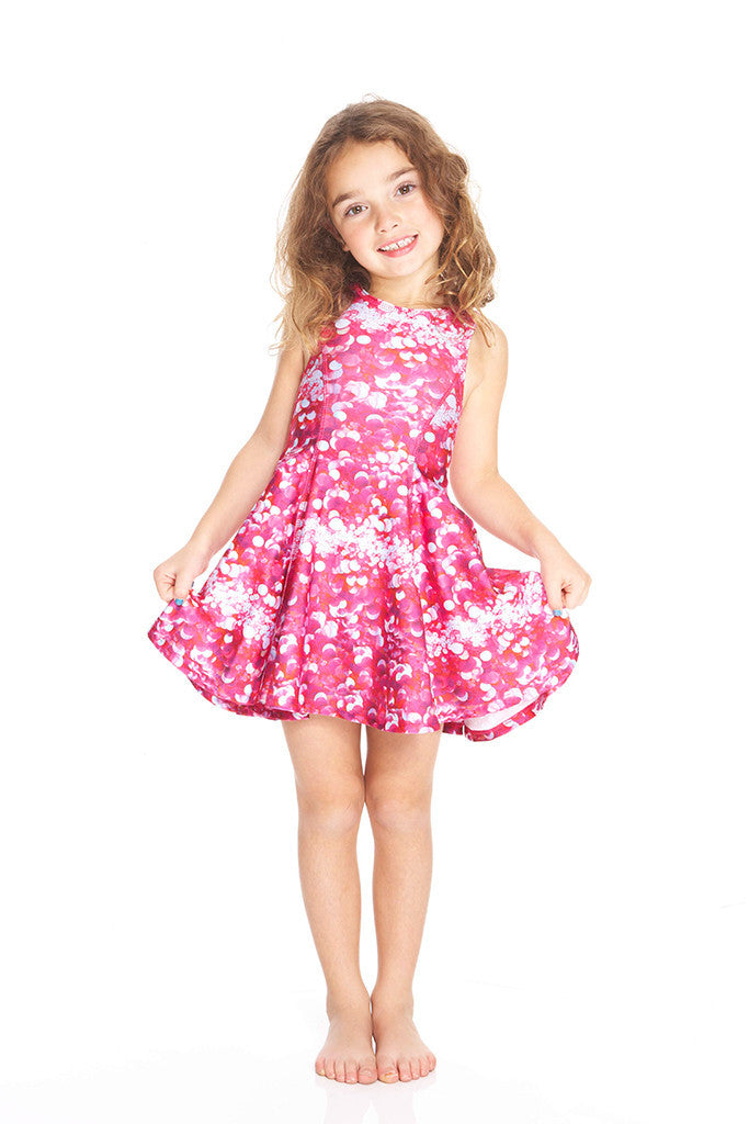 Kids Pink Sequins Skater Dress