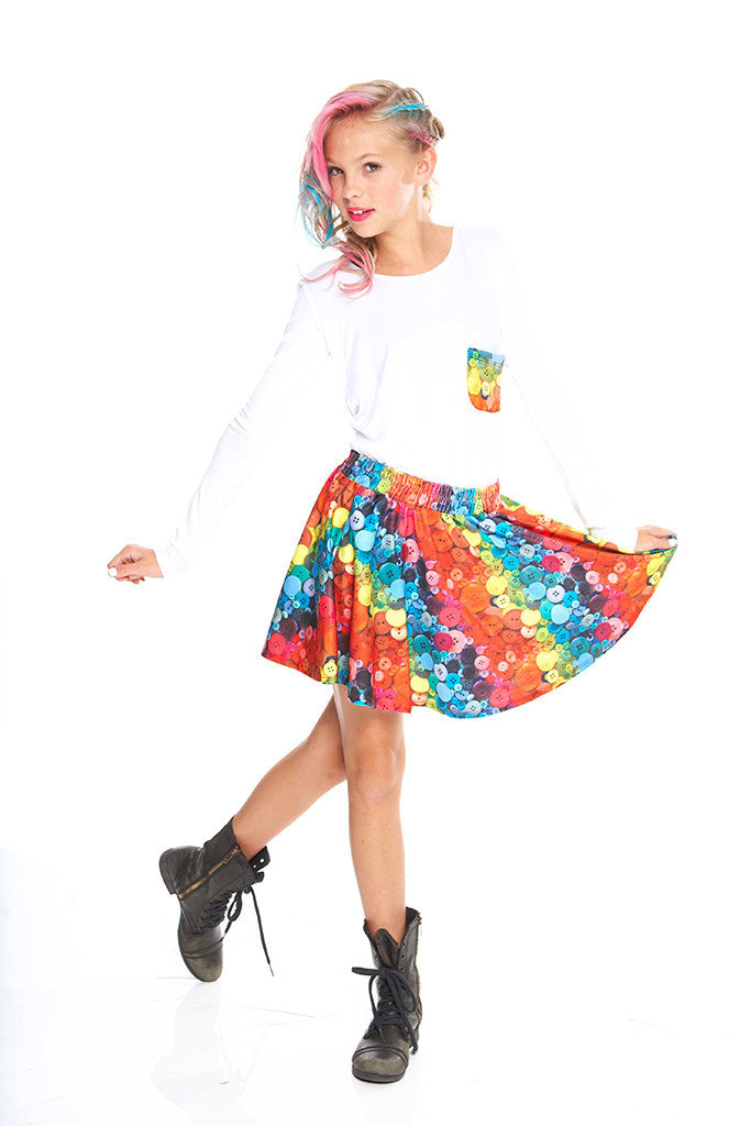 Buttons Skater Skirt