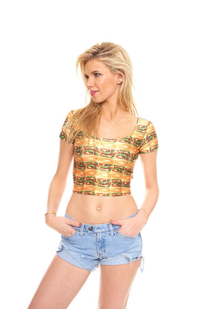 Womens Cheeseburger Crop Top