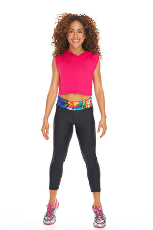 Womens Performance Kaleidoscope Waistband Capri Leggings